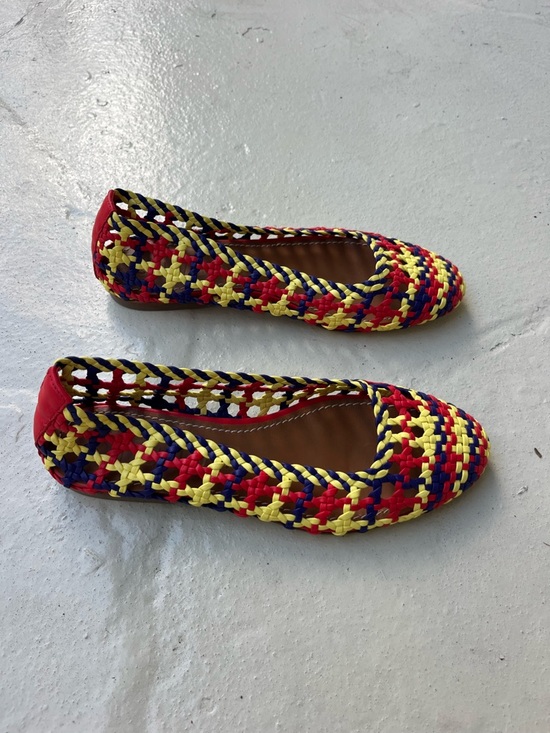 STAUD Multicolor Braided Slip-On Flats in Yellow, Blue & Red size 36 main image 0